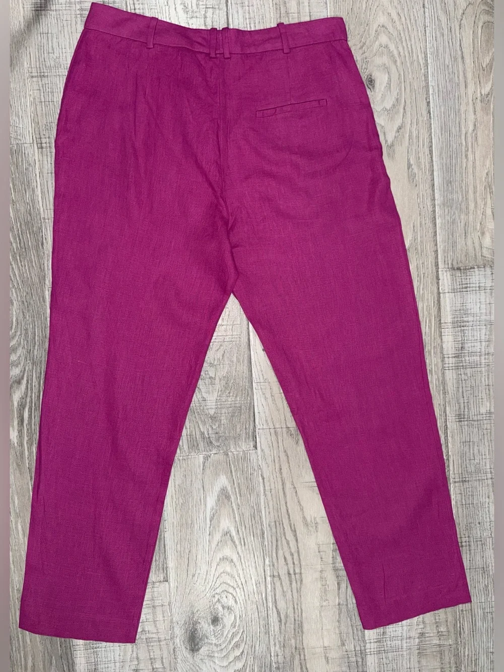 Mango Tailored Linen Dress Pants - Magenta Size 10
